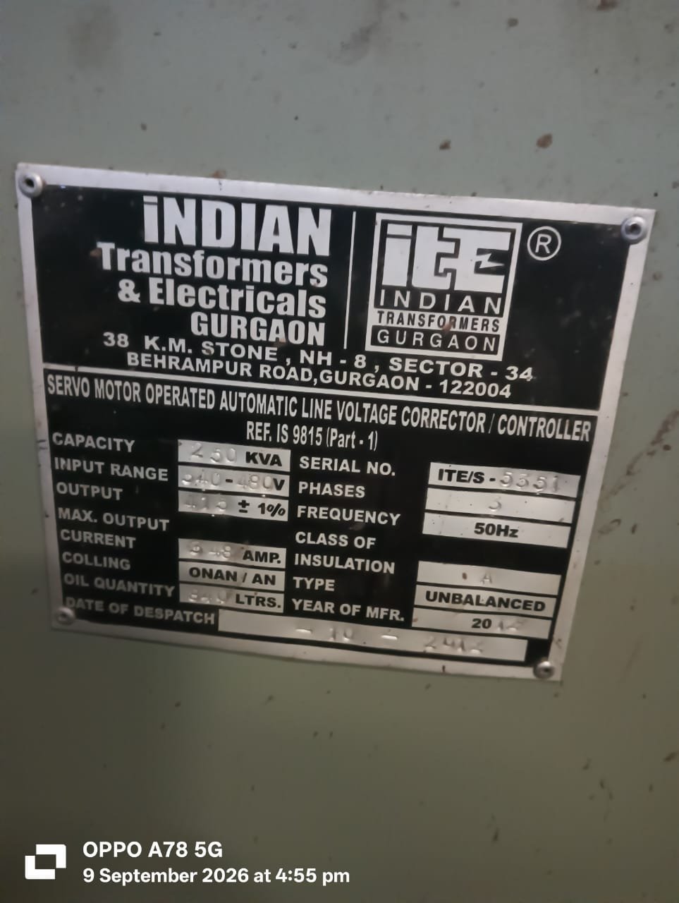 250 KVA SERVO